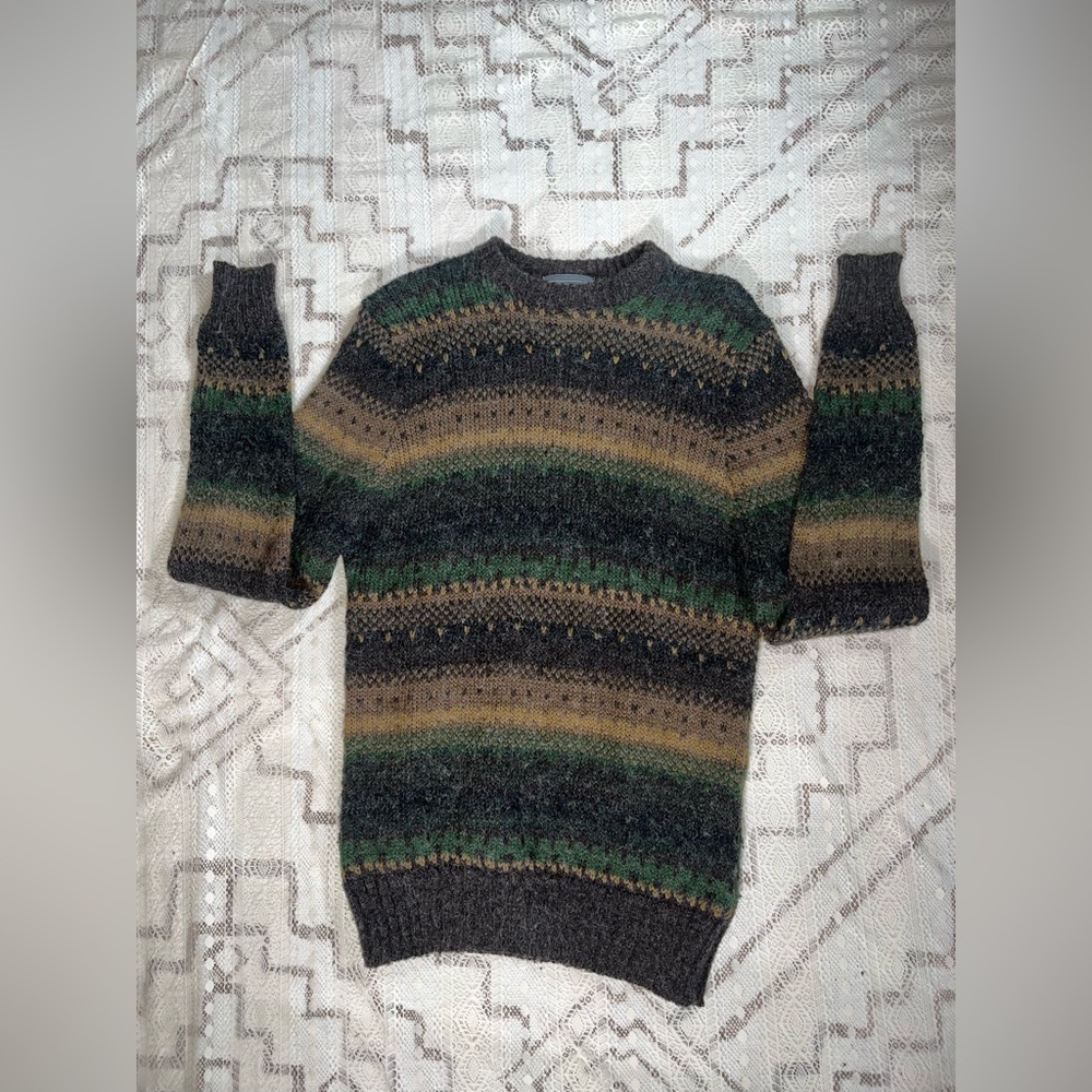Le Tigre Men's Crewneck Sweater - Green, Brown, Black - Picture 3 of 7